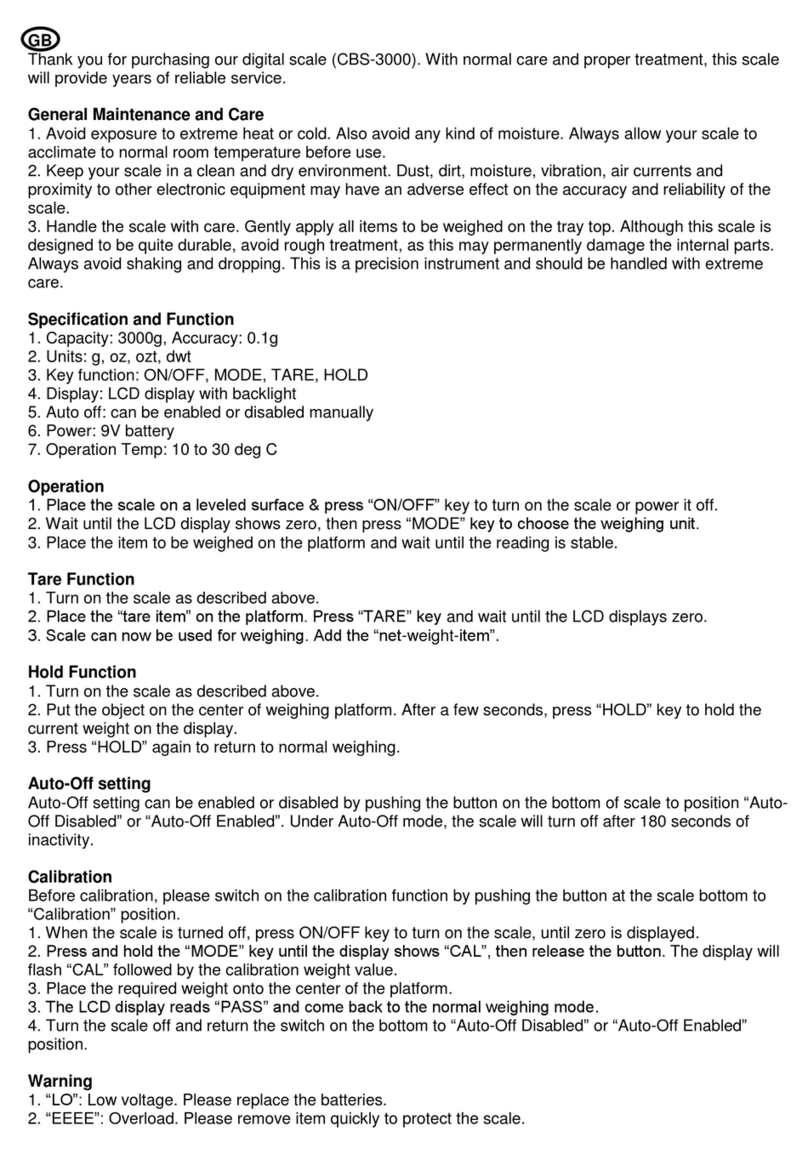 On Balance CBS-3000 user manual