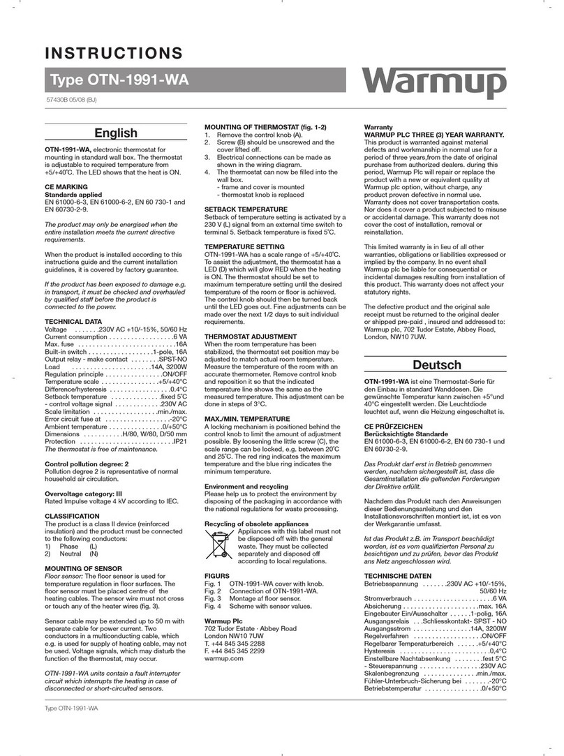 Warmup OTN-1991-WA instructions