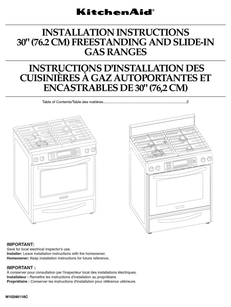 KitchenAid KGSS907SBL - 30" Slide-In Gas Range User manual