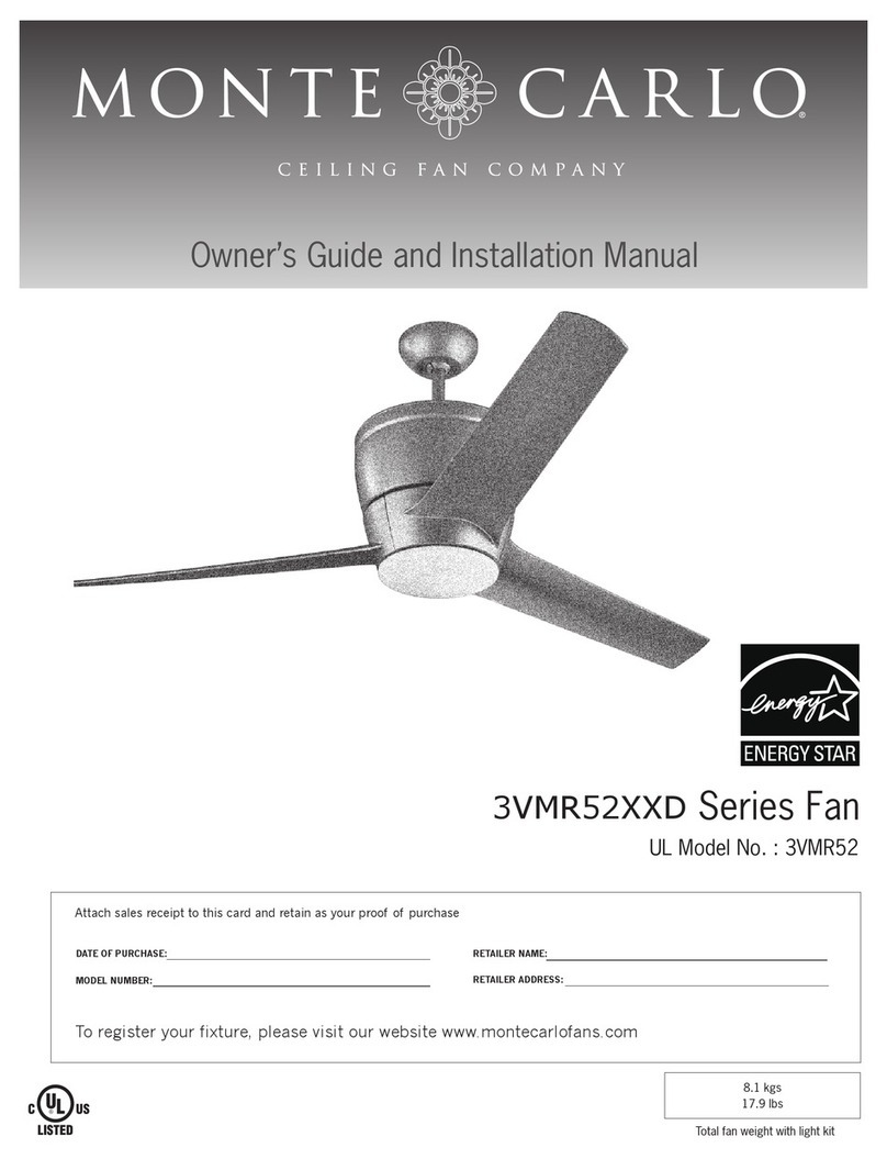 Monte Carlo Fan Company 3VMR52XXD Series Owner's guide and installation manual