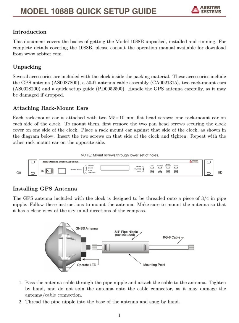 Arbiter Systems 1088B Quick setup guide
