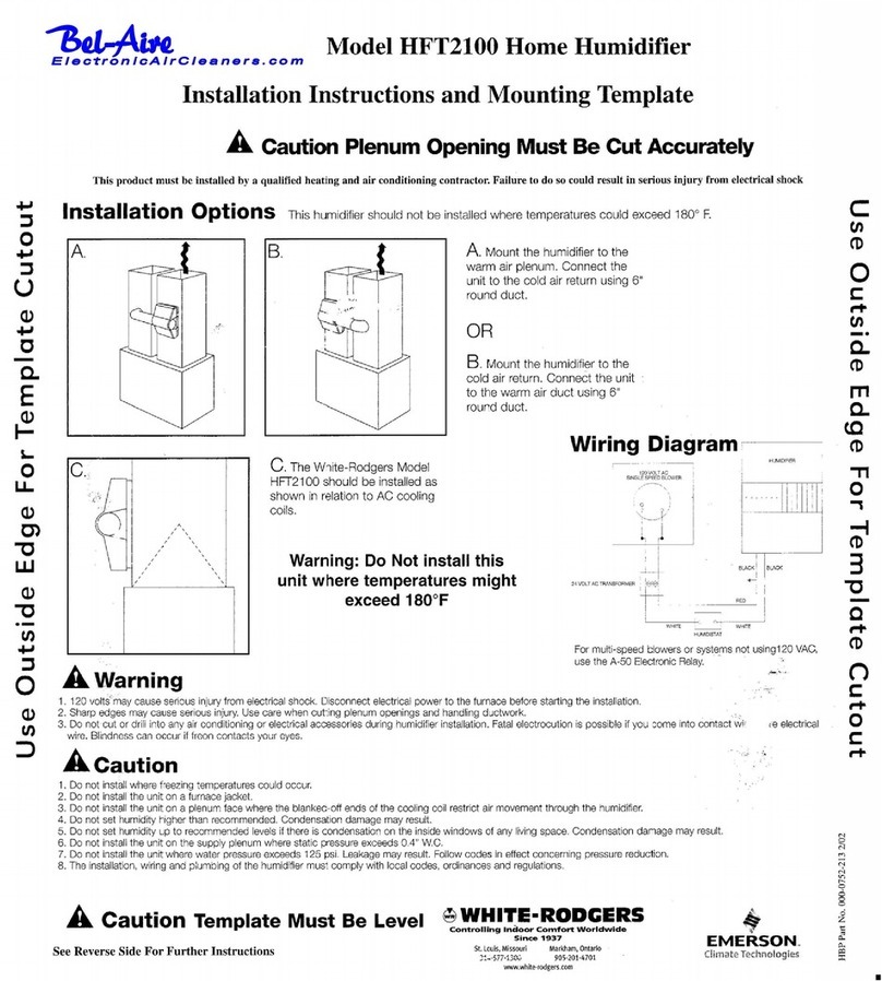 White Rodgers HFT2100 Installation instructions and mounting template