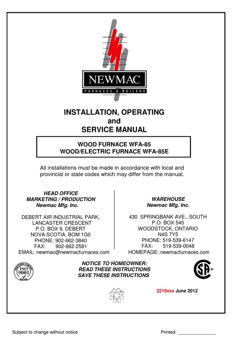 Newmac WFA-85 Installation, operating and service manual
