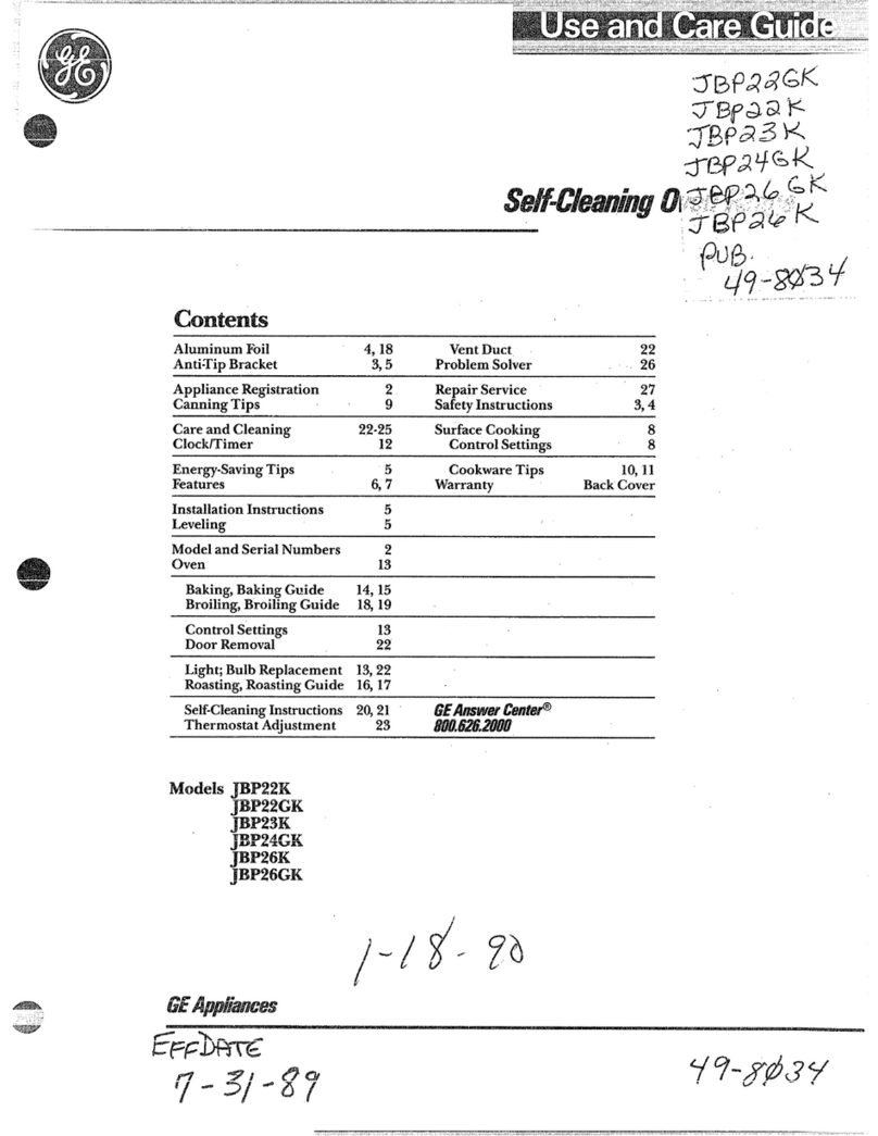 GE JBP22K Use and care guide