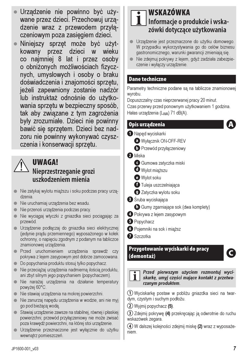 Zelmer jp1600-001 user manual