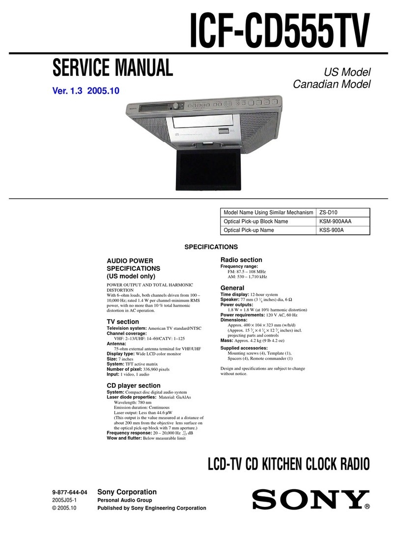 Sony Dream Machine ICF-CD555TV User manual