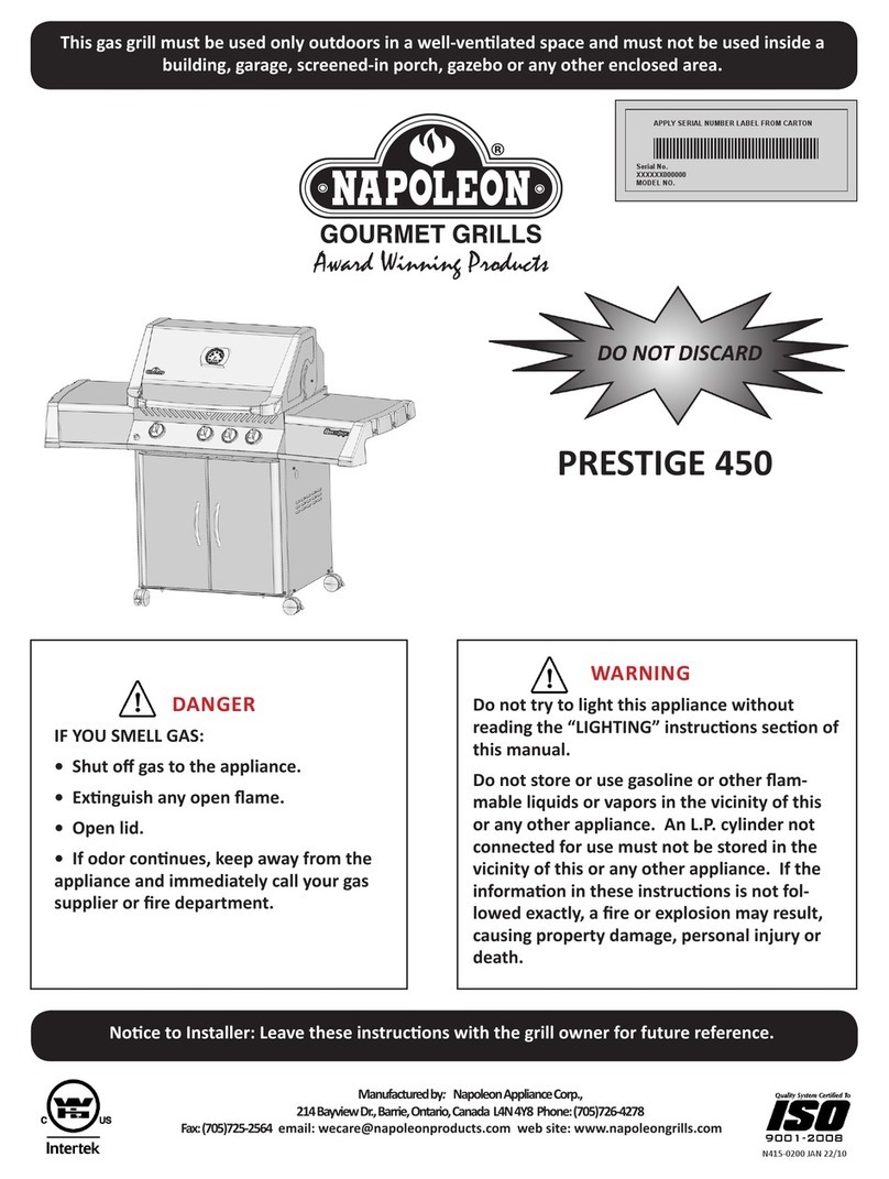 Napoleon PRESTIGE V 450 instruction manual