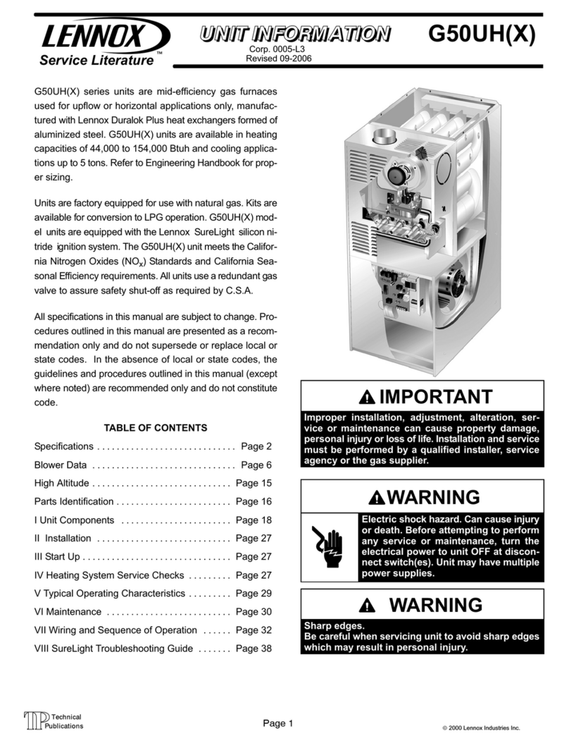 Lennox G50UH(X) SERIES Installation and operation manual