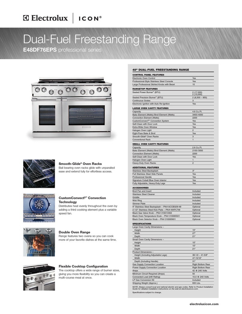 Electrolux ICON Professional E48DF76EPS Instruction sheet