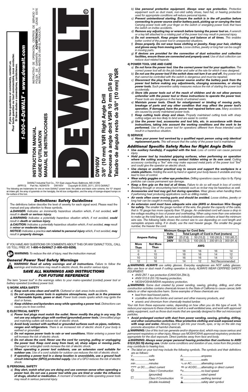 DeWalt DW160V instruction manual