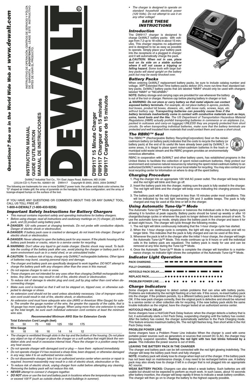 DeWalt DW9117 User manual