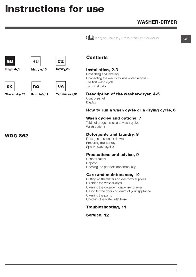 Hotpoint Ariston WDG 862 User manual