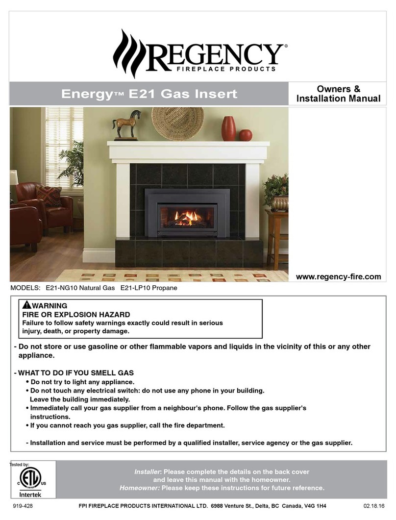 Regency E21-NG10 Owners & installation manual