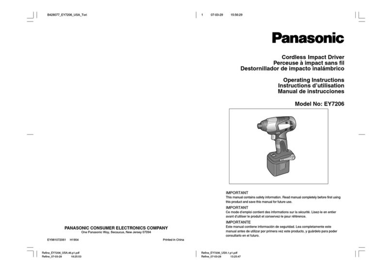 Panasonic EY7206 - 12V IMPACT DRIVER operating instructions