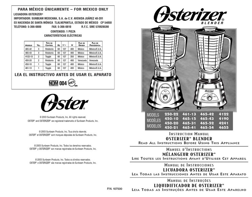 Osterizer 250-22 User manual
