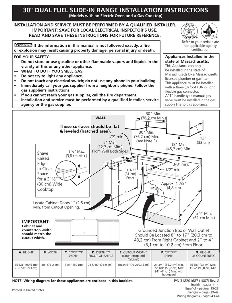 Electrolux EW30DS65GS - 30" Slide-In Dual Fuel Range installation instructions