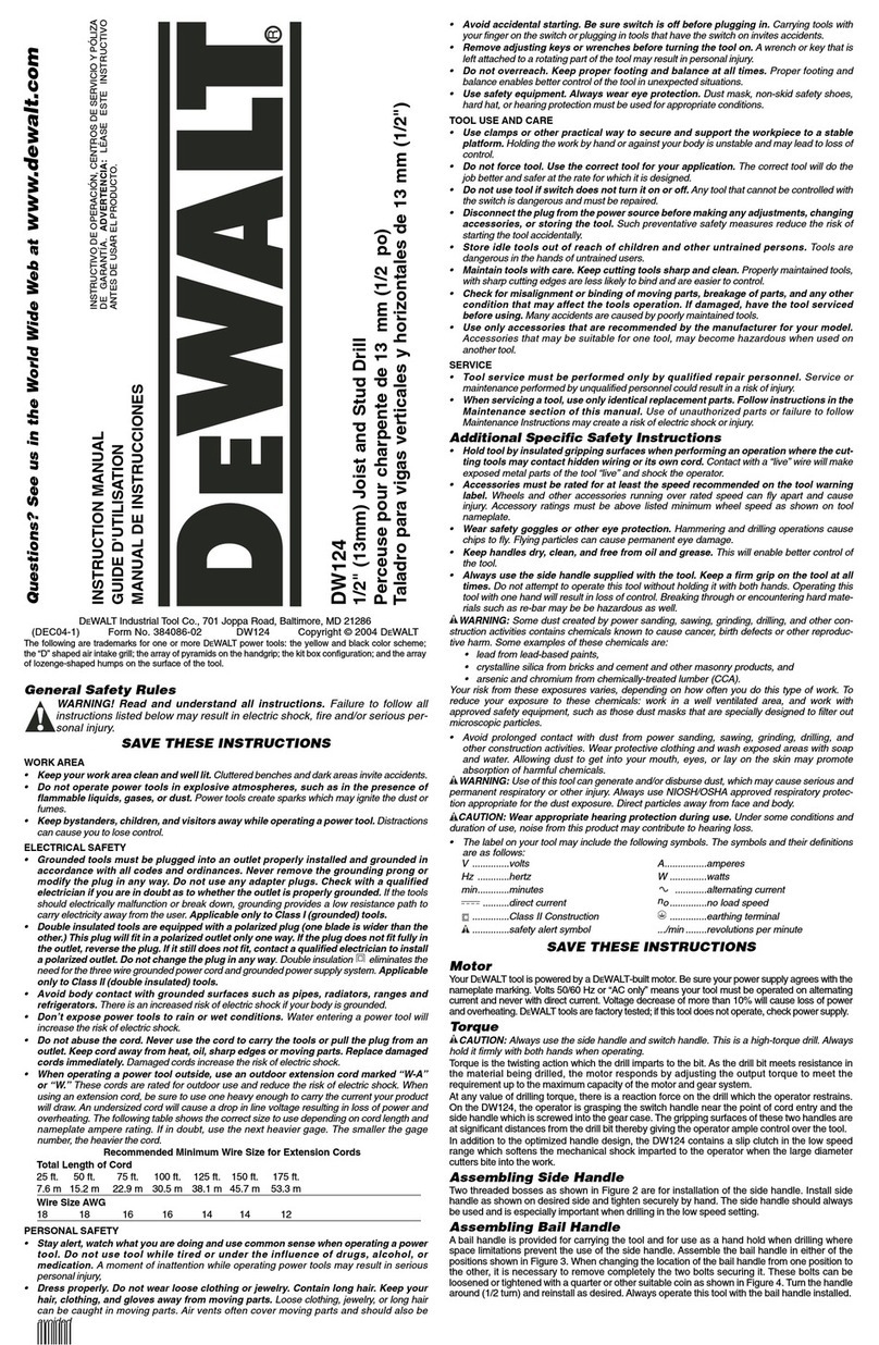 DeWalt DW124 instruction manual