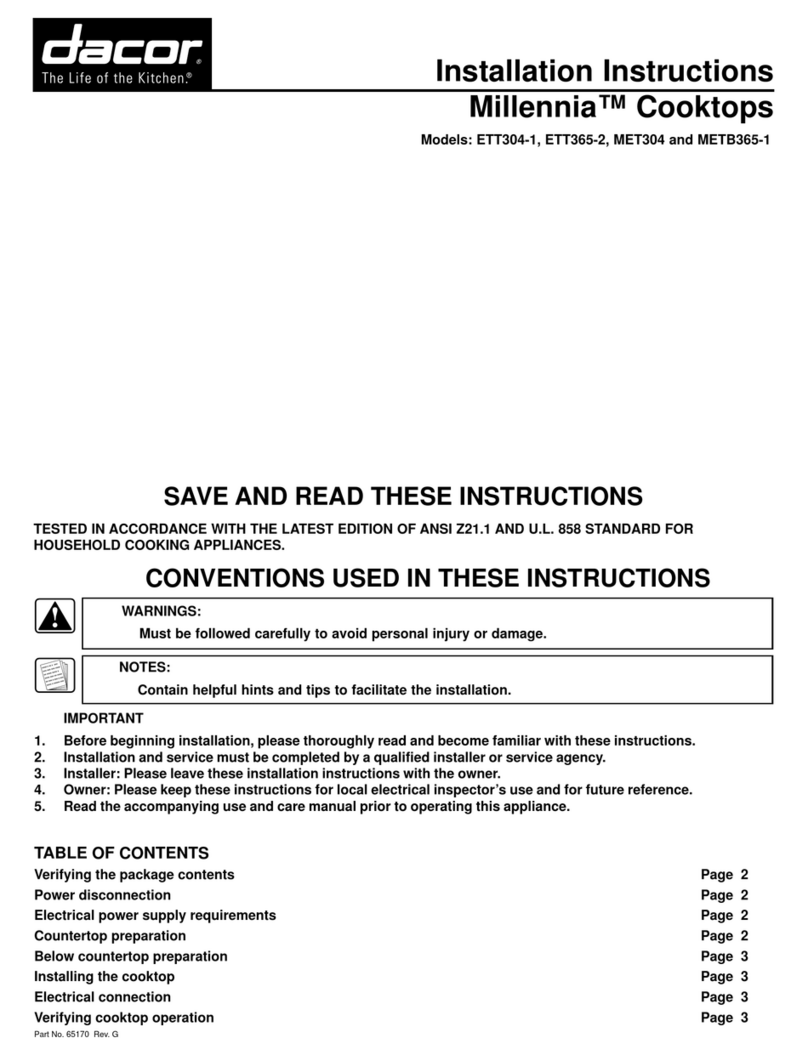 Dacor Millennia ETT304-1 User manual