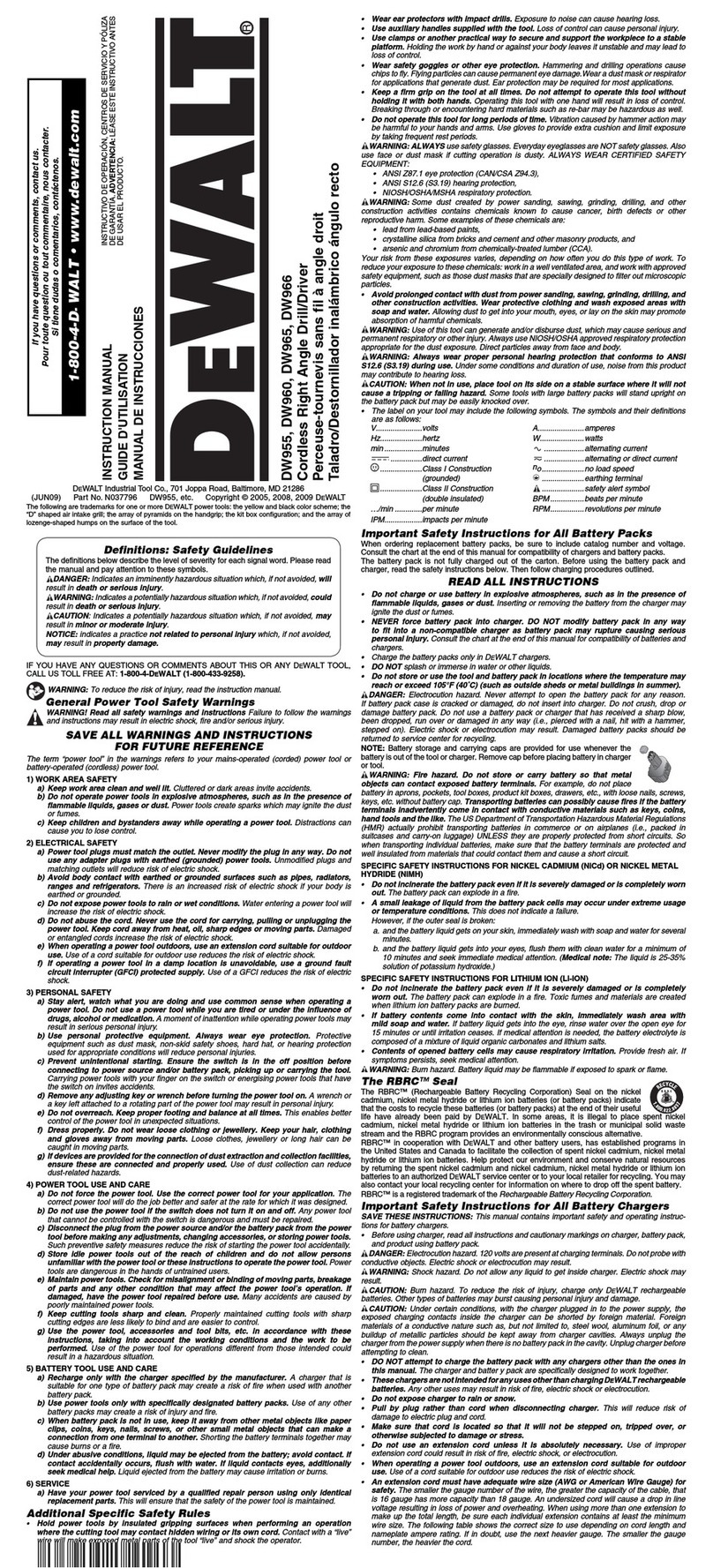 DeWalt DW955 instruction manual
