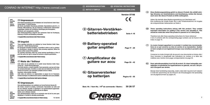 Conrad Electronic 30 26 57 operating instructions