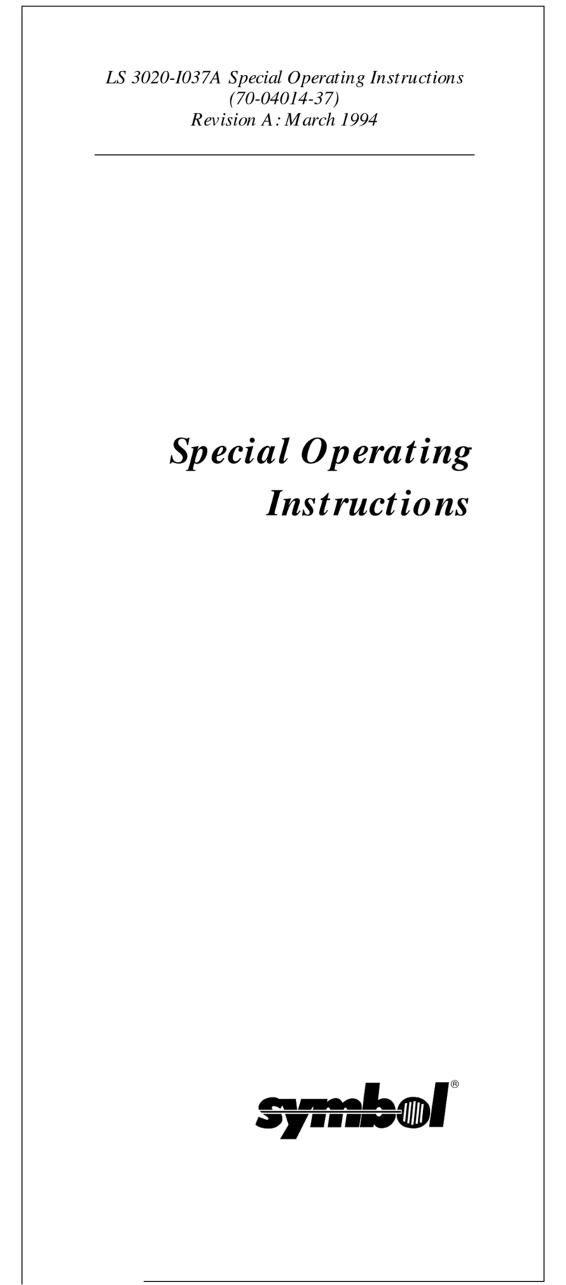 Symbol LS 3020 Operating instructions