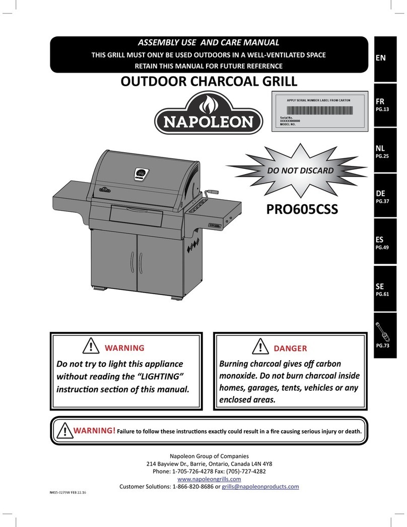 Napoleon PRO605CSS Assembly, use and care manual Napoleon PRO605CSS Assembly, use and care manual