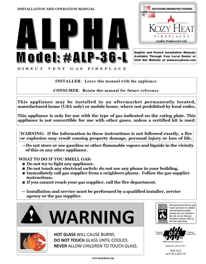 kozy heat ALP-36-L Installation and operation manual kozy heat ALP-36-L Installation and operation manual