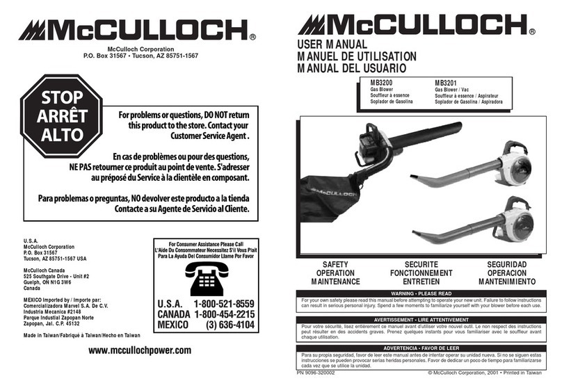 McCulloch MB3200 user manual
