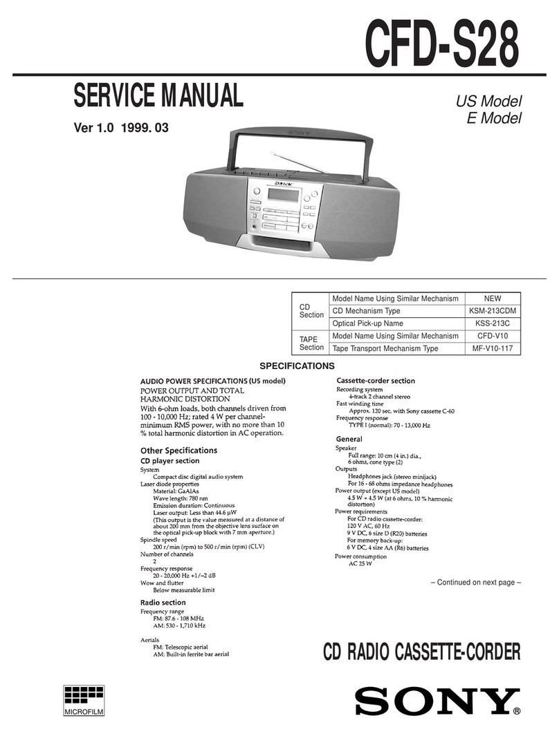 Sony CFD-S28 - Cd Radio Cassette-corder Service manual