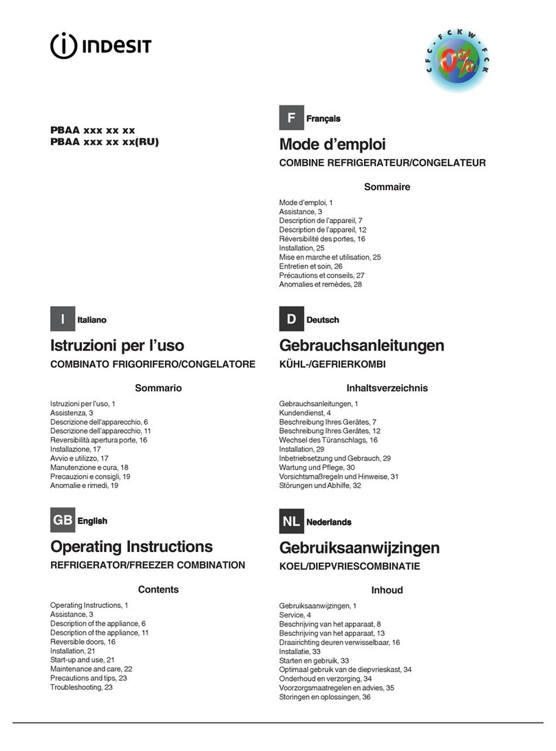 Indesit PBAA Series operating instructions