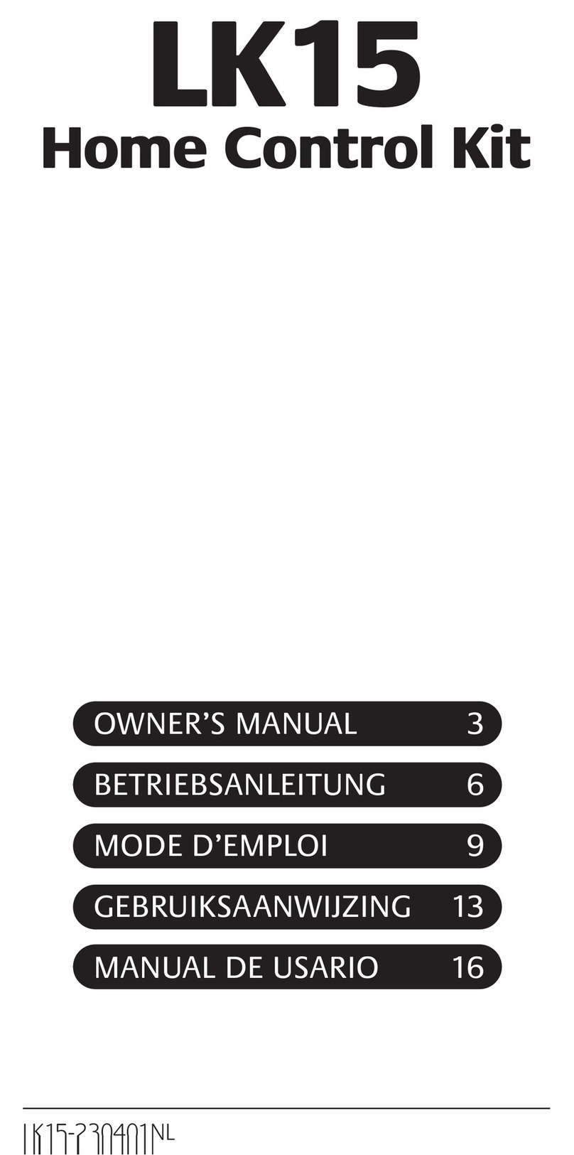 X-10 LK15 owner's manual