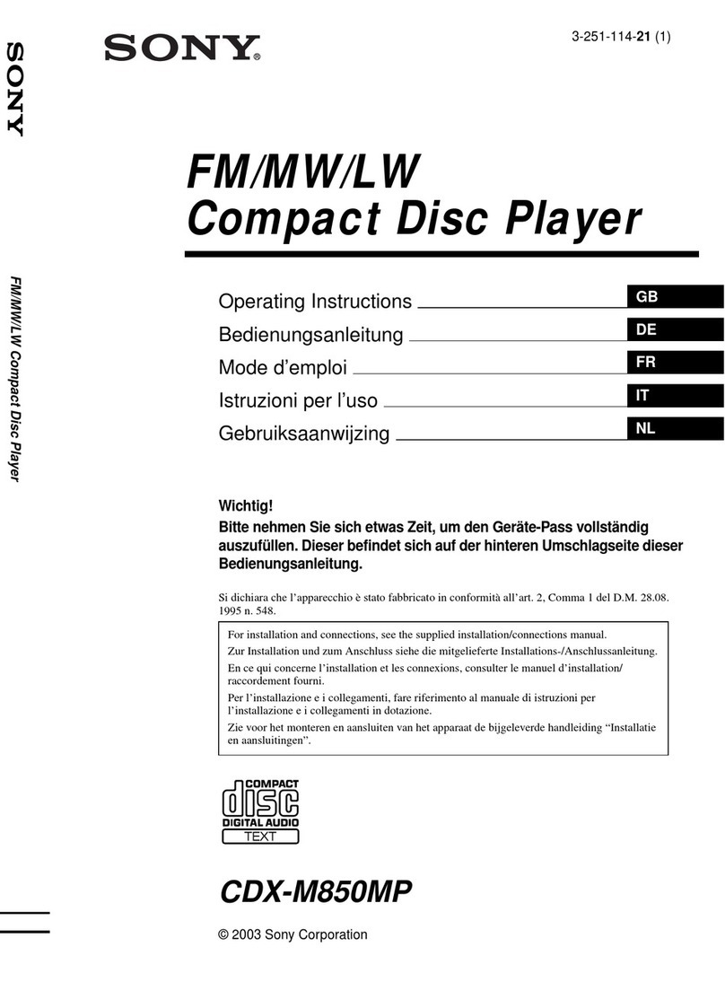 Sony CDX-M850MP  (XT-XM1) Operating	 instruction