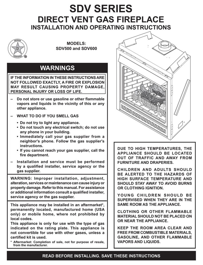 Monessen Hearth SDV500 Installation and operating instructions Monessen Hearth SDV500 Installation and operating instructions