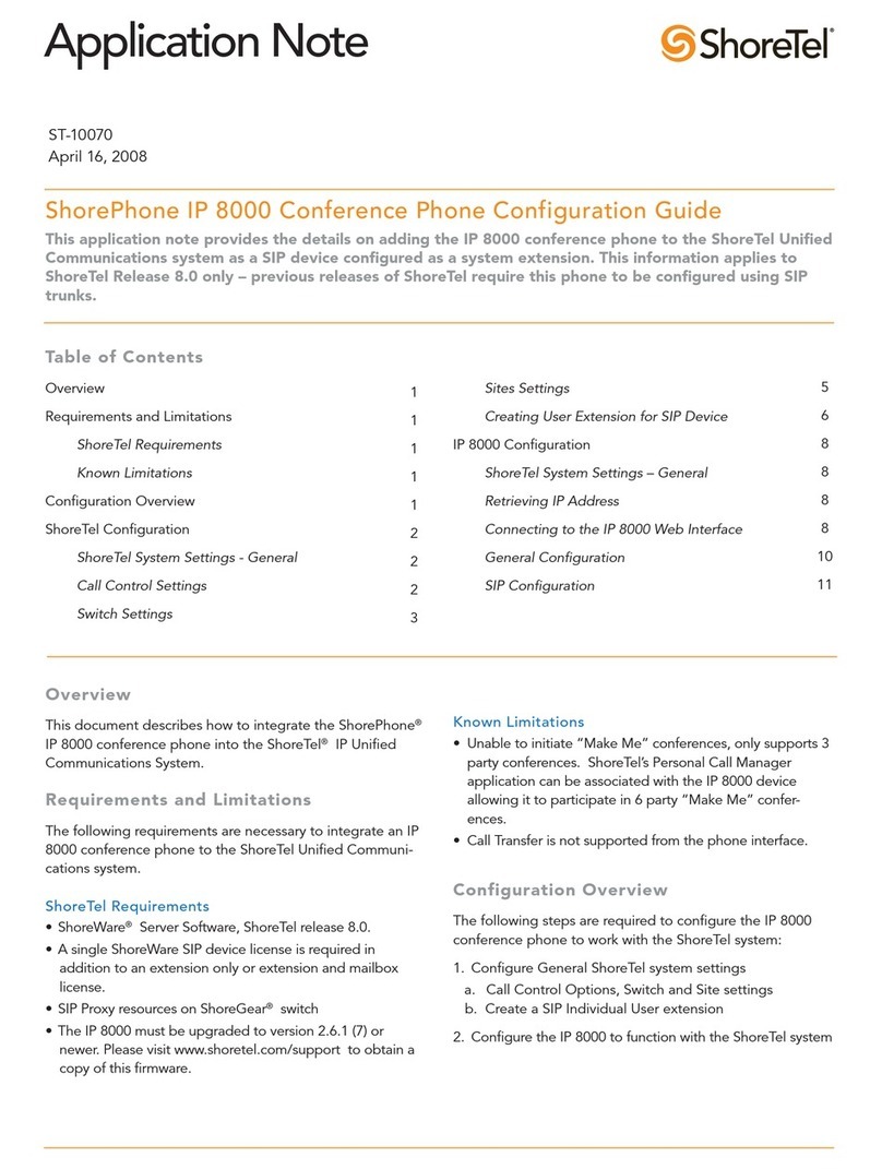 SHORE TEL ShorePhone IP 8000 Configuration guide
