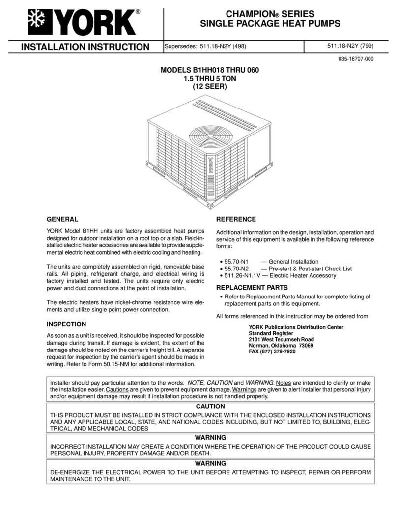 York B1HH018 installation instructions
