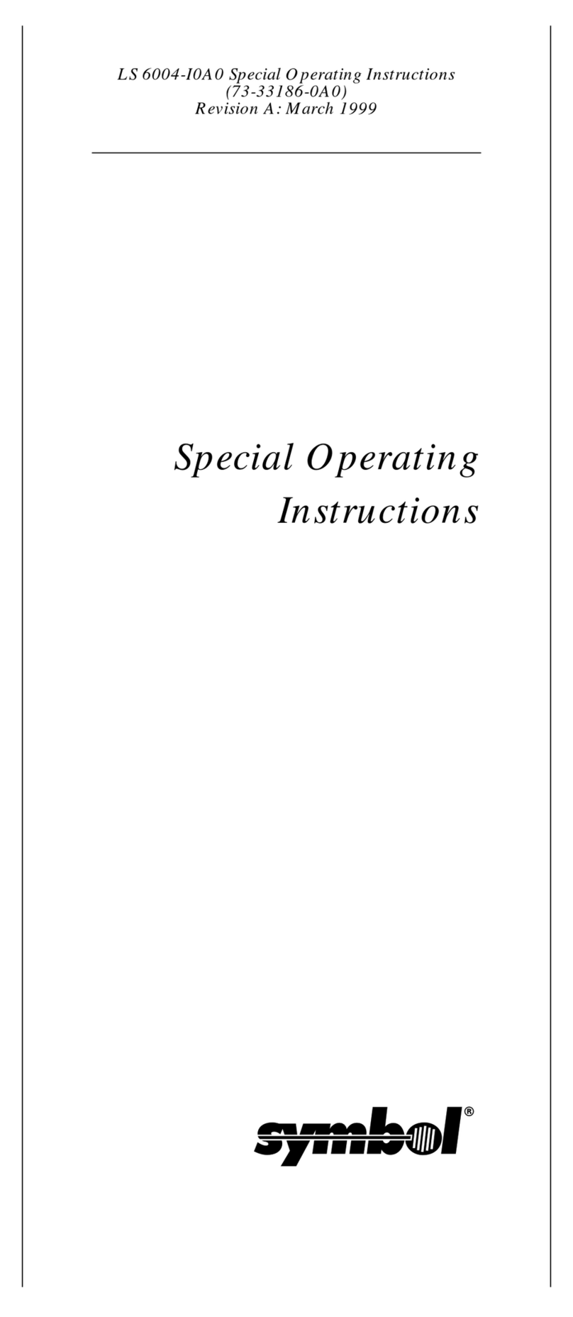 Symbol LS 6004 Special operating instructions