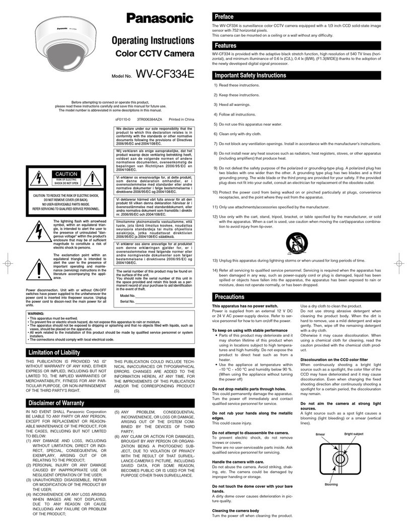 Panasonic WV-CF334E operating instructions