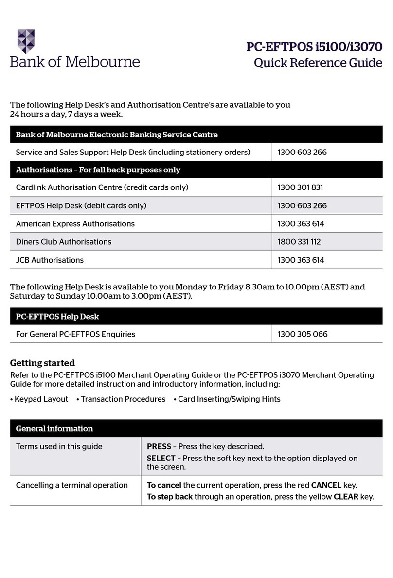 PC-EFTPOS i5100 Quick reference guide