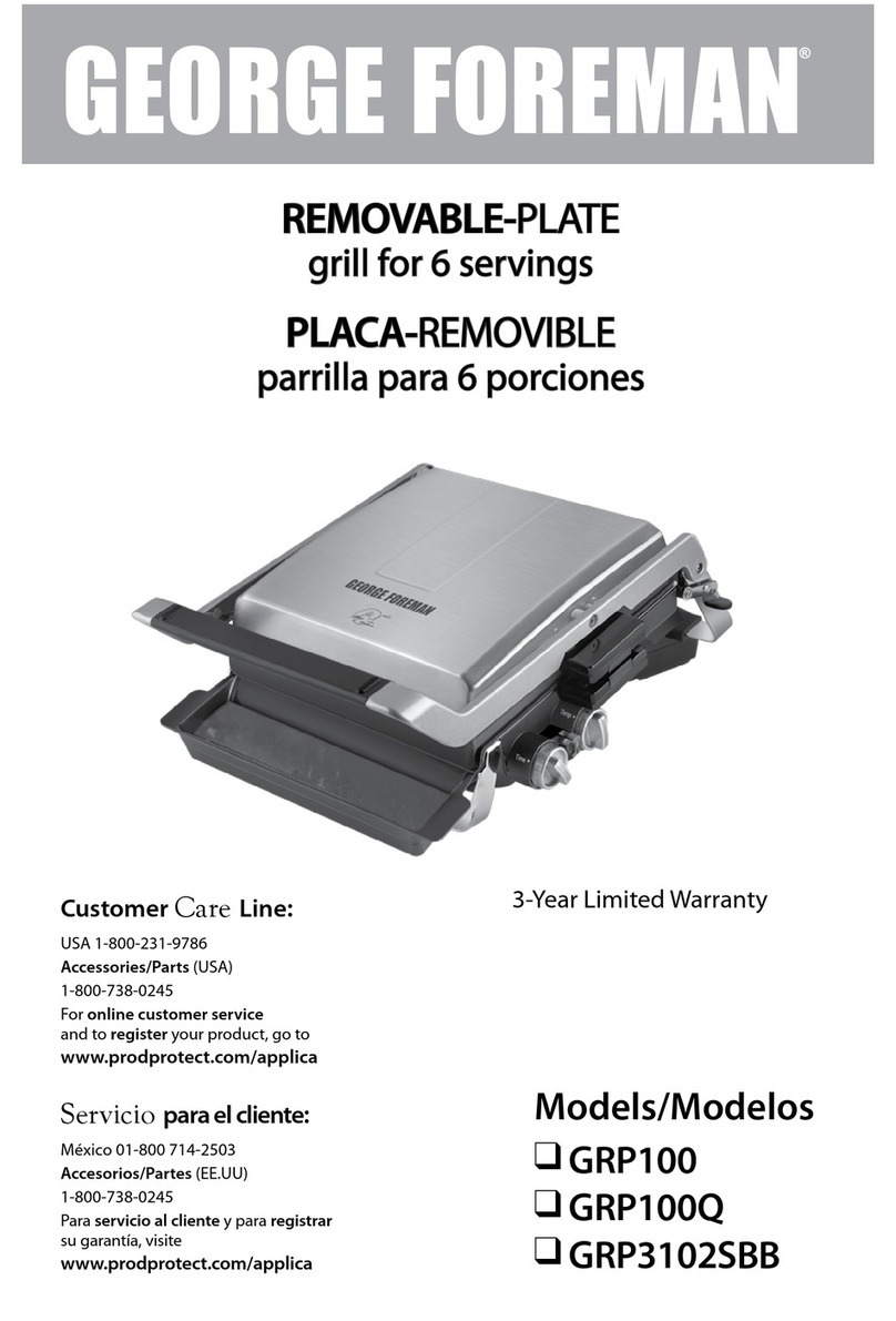 George Foreman GRP100 Series Use and care book