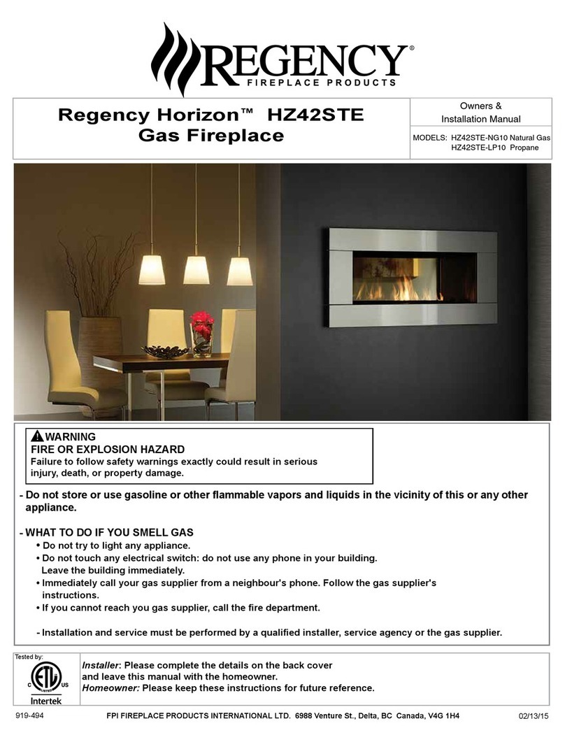 Regency HZ42STE-NG10 Quick start guide