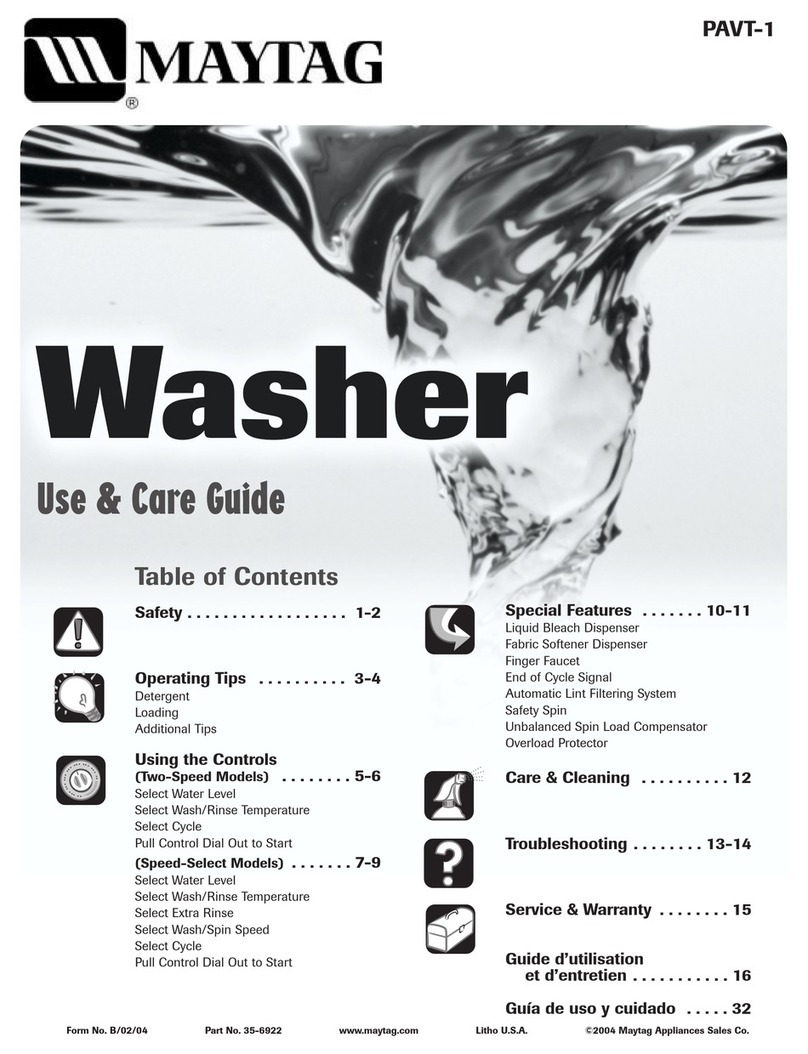 Maytag PAVT-1 Use & care guide