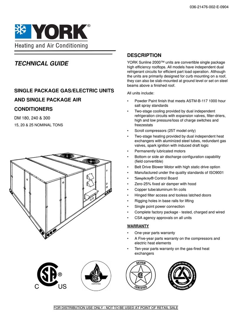 York Sunline 2000 DM 180 Series Quick start guide