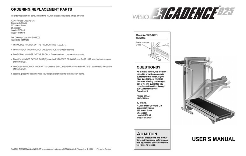Weslo Cadence 925 User manual