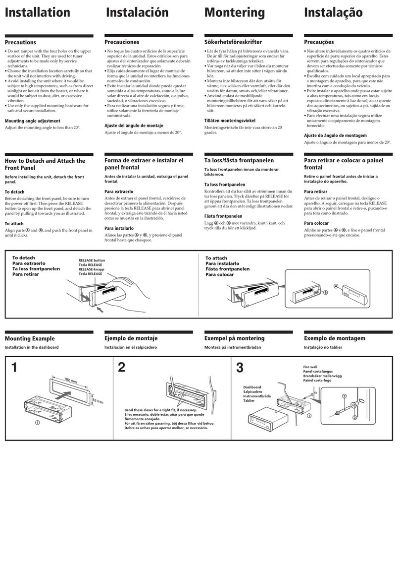 Sony XR-5800R Installation and connections