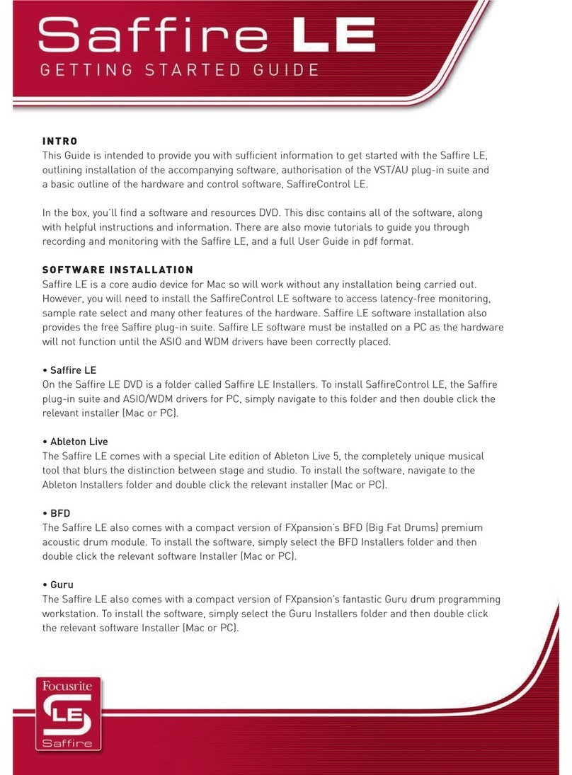 Focusrite Saffire LE Getting started guide