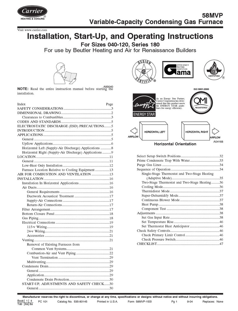 Carrier GAS FURNACE 58MVP Instructions and recipes