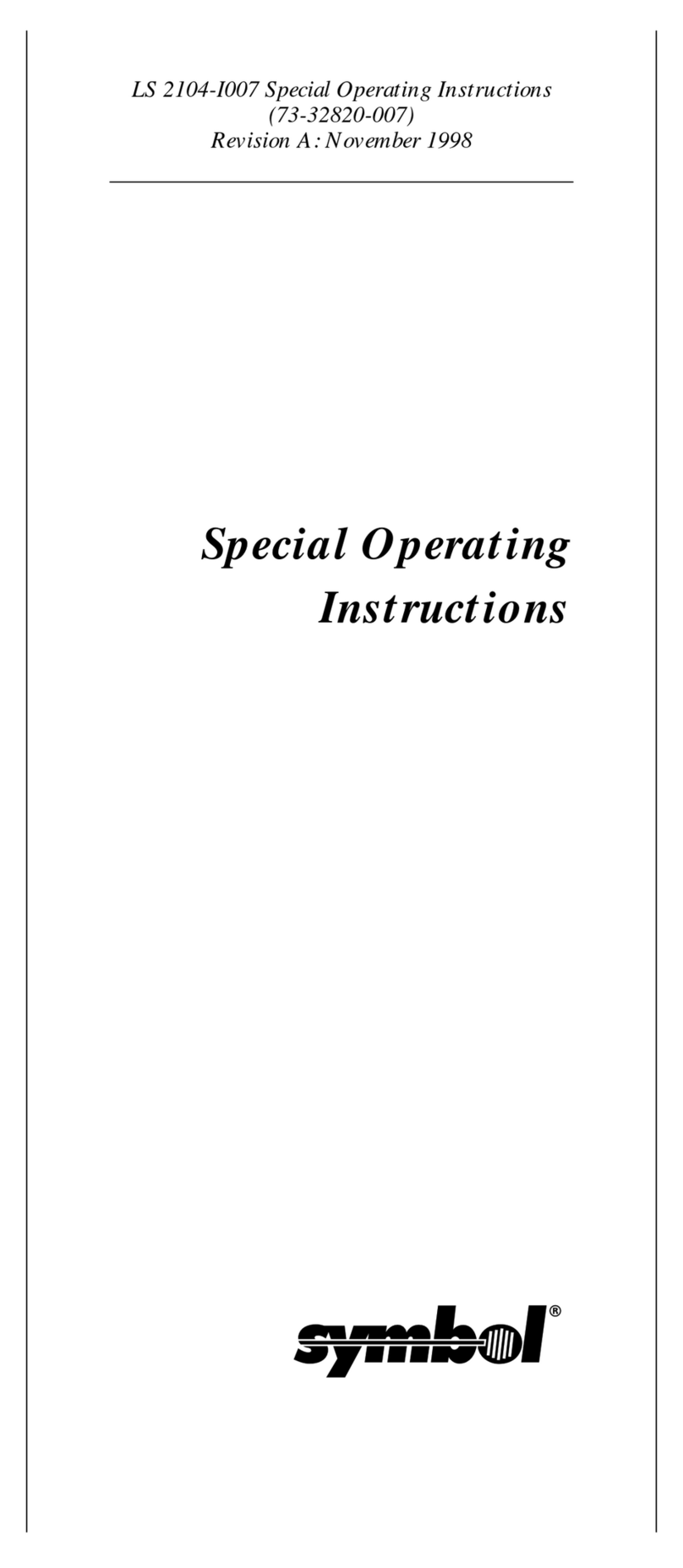 Symbol LS 2104 Operating instructions Symbol LS 2104 Operating instructions