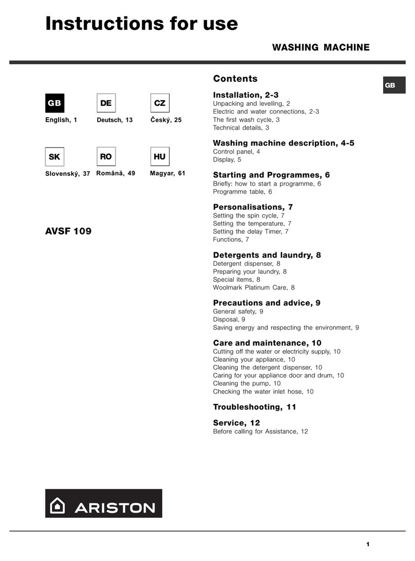 Ariston AVSF 109 Instructions for use