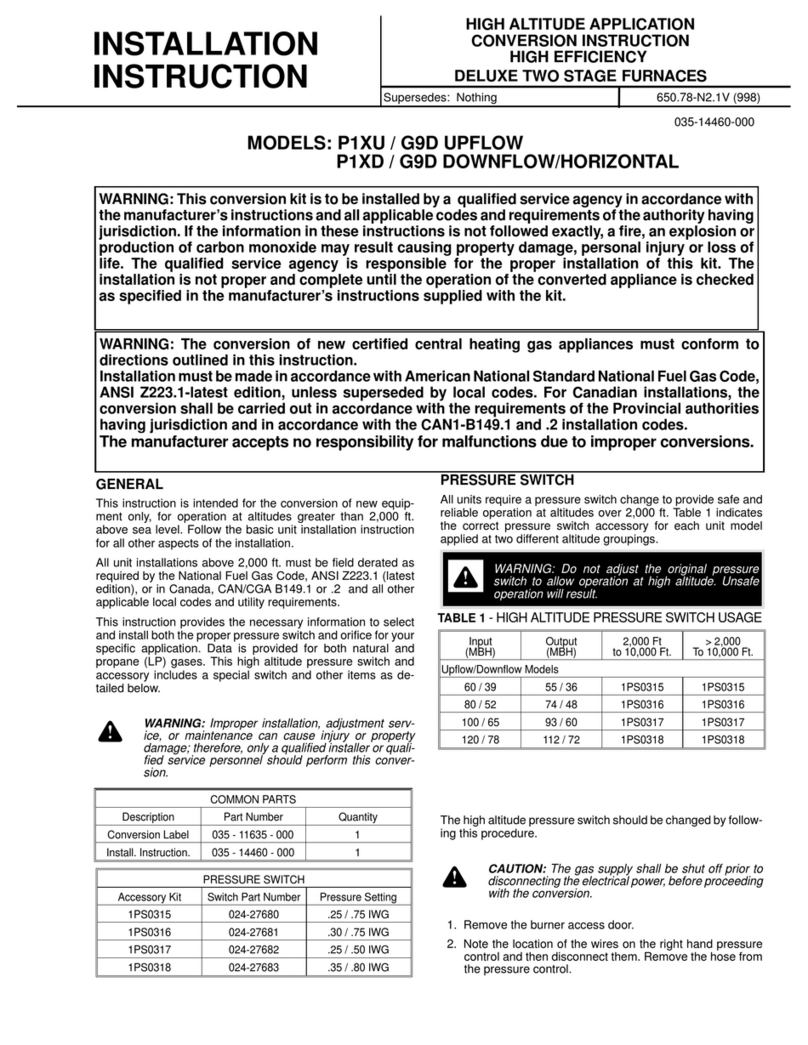 Unitary products group P1XU / G9D UPFLOW Installation instruction
