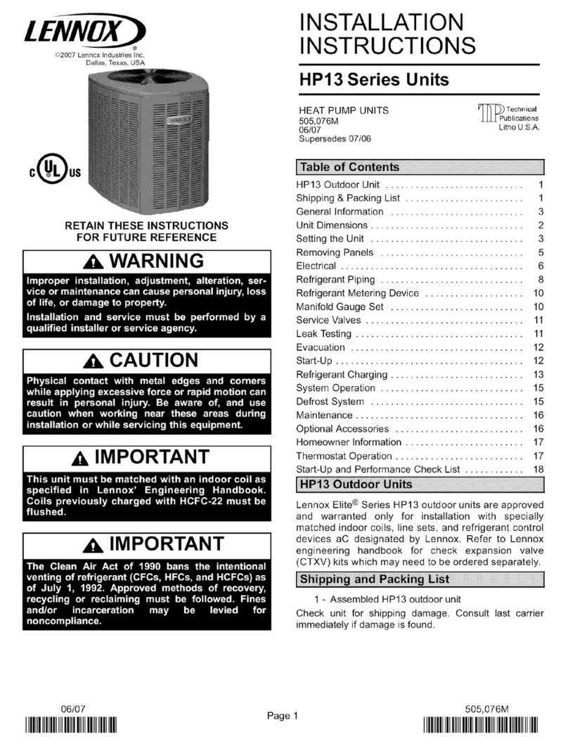 Lennox Elite Series HP13 User manual